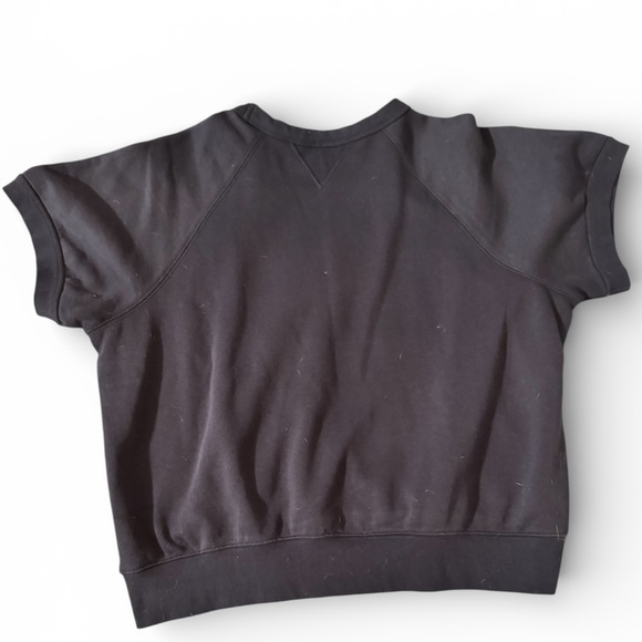 Champion Women’s Short Sleeve Navy Sweatshirt with Yellow Logo - Picture 3 of 4